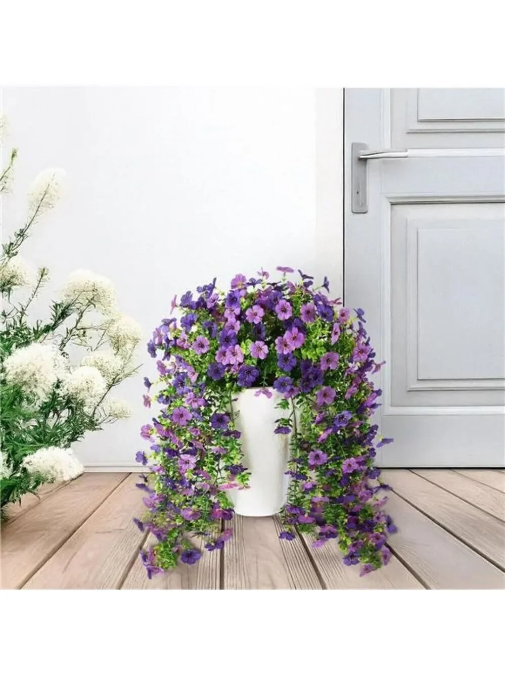 Artificial Hanging Daisy Flowers Set of 2 UV Resistant Outdoor Porch Decor